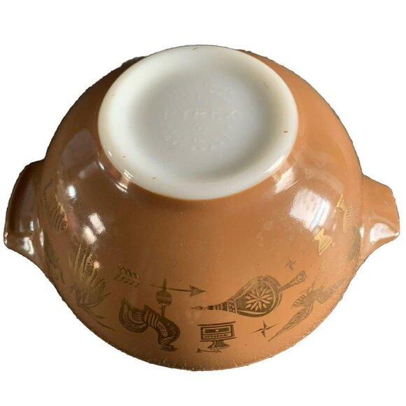 PYREX Early American Cinderella Nesting Bowl 442 1 1/2 Qt Gold on Brown - Picture 3 of 12